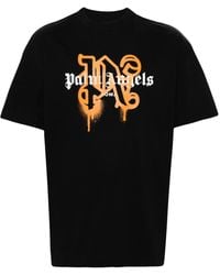 Palm Angels - Logo-Print Cotton T-Shirt - Lyst