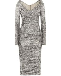 Dolce & Gabbana - Cotton-Blend Embellished Midi Dress - Lyst