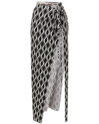 Amir Slama - Wave-Print Slit Maxi Skirt - Lyst
