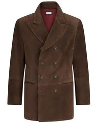 Brunello Cucinelli - Veste En Daim À Revers Crantés - Lyst
