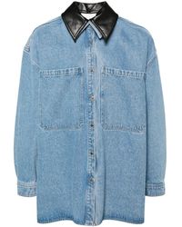 Nanushka - Contrasting-Collar Denim Shirt Jacket - Lyst