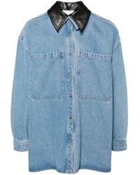 Nanushka - Contrasting-Collar Denim Shirt Jacket - Lyst