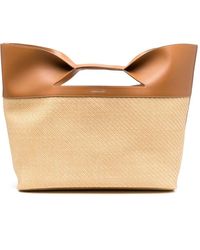 McQueen - The Bow Straw-Woven Tote Bag - Lyst