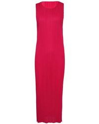 Pleats Please Issey Miyake - Robe Longue Plissée À Design Sans Manches - Lyst