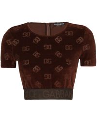 Dolce & Gabbana - T-shirt crop à motif monogrammé en jacquard - Lyst