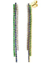 SHAY - 18kt Yellow Gold Triple Thread Multi-stone Earrings - Lyst