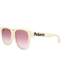 McQueen - Logo-Print Square-Frame Sunglasses - Lyst