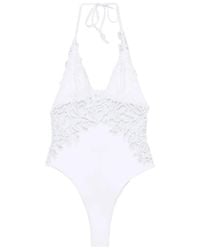 Ermanno Scervino - Lace-Panel Halterneck Swimsuit - Lyst