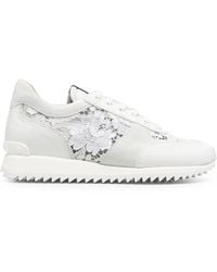 Le Silla - Lace-Embroidered Leather Sneakers - Lyst