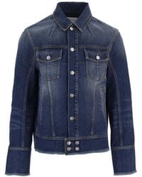 MATIERES FECALES - Veste En Denim Délavée À Effet Usé - Lyst