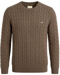 GANT - Classic Cable-Knit Embroidered-Logo Sweater - Lyst