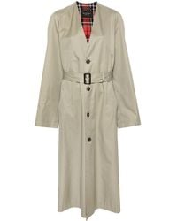 Balenciaga - V-Neck Belted Cotton Trench Coat - Lyst