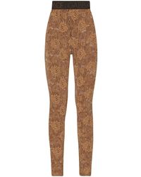 Dolce & Gabbana - Logo-waistband Lace leggings - Lyst