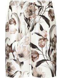 Dolce & Gabbana - Floral-Print Silk Shorts - Lyst