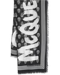 McQueen - スカルプリント ロゴ スカーフ - Lyst