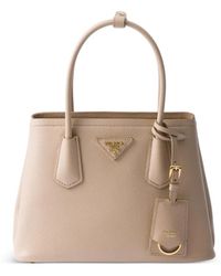 Prada - Double Small Saffiano-Leather Bag - Lyst