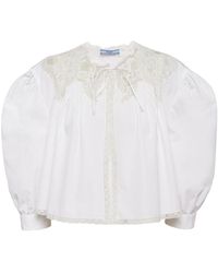 Prada - Floral-embroidered Poplin Shirt - Lyst