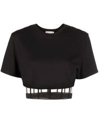 Alexander McQueen - T-shirt crop con dettaglio cut-out - Lyst