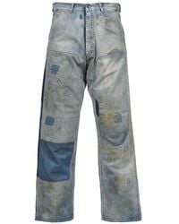 SAINT Mxxxxxx - Patchwork Distressed Wide-Leg Jeans - Lyst
