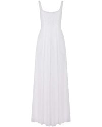Alberta Ferretti - Draped-detail Cotton Dress - Lyst