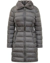 MICHAEL Michael Kors - Long Down Jacket With Belt And Fur Collar - Lyst