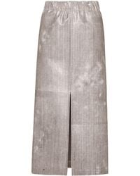 Maison Margiela - Pinstriped Wool Midi Skirt - Lyst