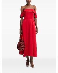 Pedro Del Hierro Madrid - Ruffled Off-Shoulder Midi Dress - Lyst