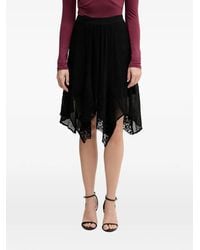 Sisley - Lace-Trim Asymmetric Midi Skirt - Lyst