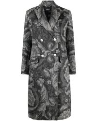 Versace - Barocco Stencil Double-breasted Coat - Lyst