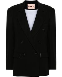 Plan C - Double-breasted Cotton Blazer - Lyst