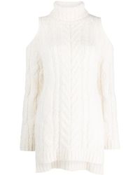P.A.R.O.S.H. - Cold-Shoulder Cable-Knit Jumper - Lyst
