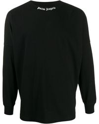 Palm Angels Logo Print Long-sleeved T-shirt - Black
