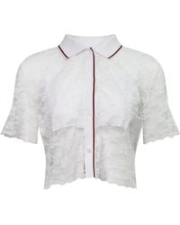 Pushbutton - Cropped Shirt Met Kant - Lyst