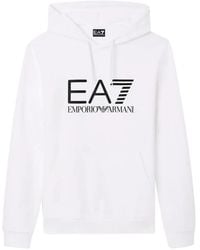 EA7 - Logo-Print Drawstring Hoodie - Lyst