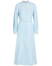 Gabriela Hearst - Midi Belted Pleated-Sleeve Dress - Lyst