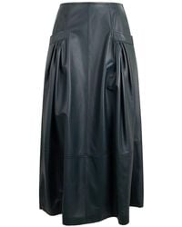 Alberta Ferretti - Pleated Leather Skirt - Lyst