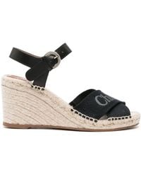 Chloé - Logo-embroidered Wedge Espadrilles - Lyst