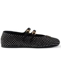 Prada - Crystal Suede Ballerina Flat - Lyst