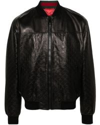 Gucci - Monogram-debossed Relaxed-fit Leather Bomber Jacket - Lyst