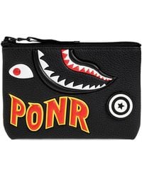 A Bathing Ape - Shark-Patch Pebbled Leather Cardholder - Lyst