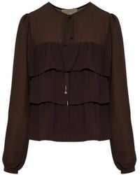 MICHAEL Michael Kors - Ruffled Tie-Neck Blouse - Lyst
