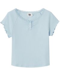 B+ AB - Lace-Trim Ribbed T-Shirt - Lyst