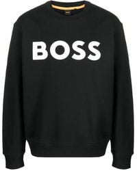 BOSS - Logo-Print Cotton Sweatshirt - Lyst
