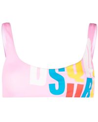 DSquared² - Graphic Logo-print Bikini Top - Lyst