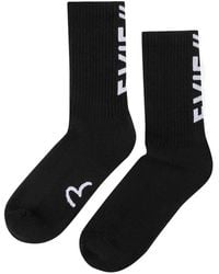 Evisu - Logo-Intarsia Ribbed-Knit Socks - Lyst