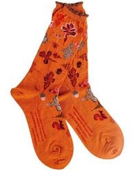Antipast - Leaf-Pattern Ruffled-Trim Socks - Lyst