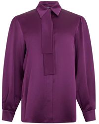 Alberta Ferretti - Tie-Neck Silk Shirt - Lyst
