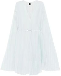 BOSS - Layered Plissé Dress With Cape - Lyst