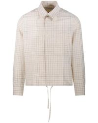 Lardini - Check-Pattern Drawstring-Hem Shirt - Lyst