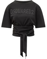 DSquared² - T-Shirt With Logo And Knot - Lyst